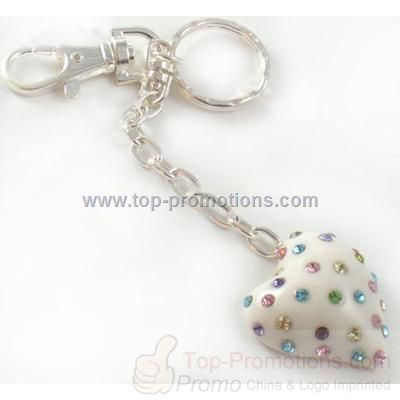 Sparkling Multicolor Crystal White Heart Key Chain Sparkling Multicolor Crystal White Heart Key Chain