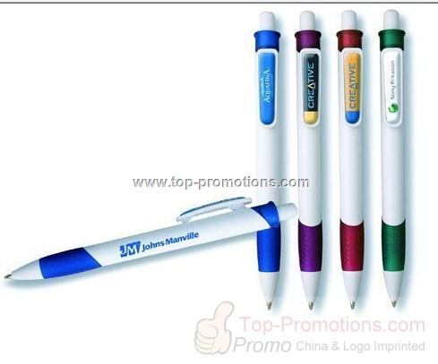 Plastic Ballpoint Pen with Rubber Grip and DOMED L Plastic Ballpoint Pen with Rubber Grip and DOMED L