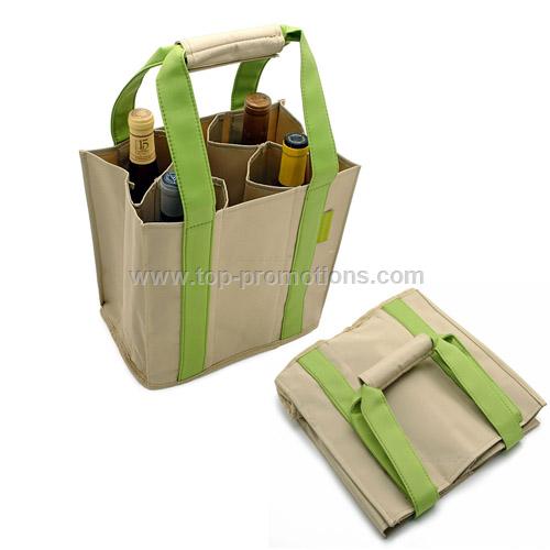 100%Collapsible Wine Bottle Party Tote - Green