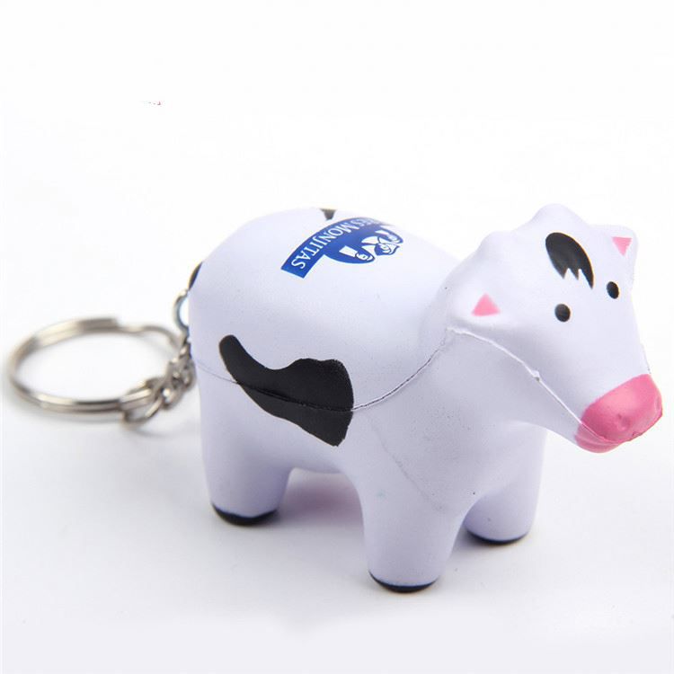 Cow PU Stress Ball keychain with customized LogoCow PU Stress Ball keychain with customized Logo