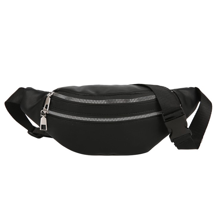 Amazon custom 2 pockets PU leather fanny pack women fashion bum bag