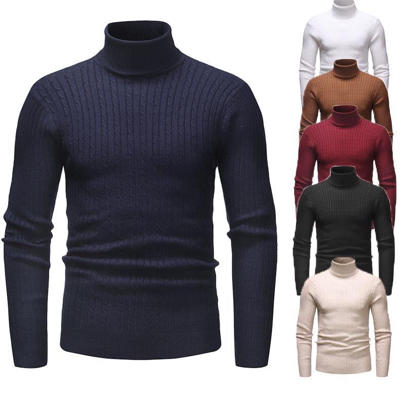 three-color high-neck basic pullover men's sweater