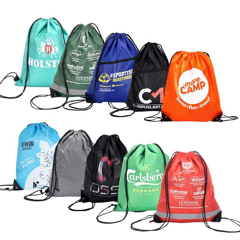 Polyester Draw String Sports Backpack Gym Bag Waterproof Custom Logo
