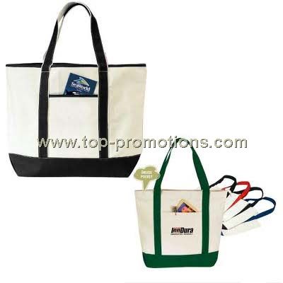 Zippered canvas tote bag with inside pocket
