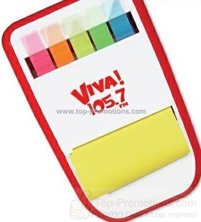 Compact leatherette sticky notes holder and flags 