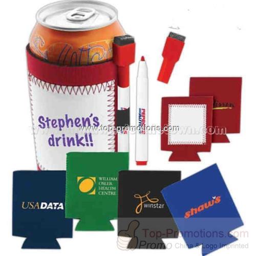Neoprene can cooler with white board sewn in