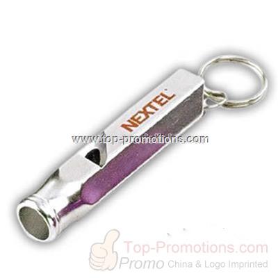 Metal key holder with whistle