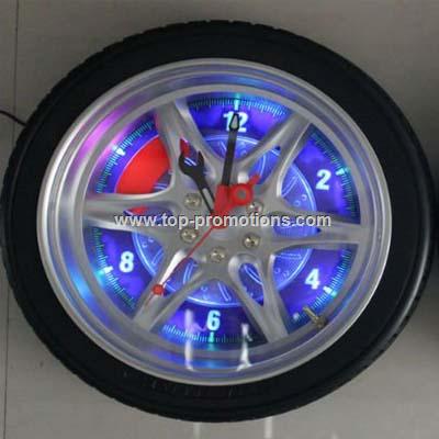 Motorcycle Tyre Wall Clock with LED Light