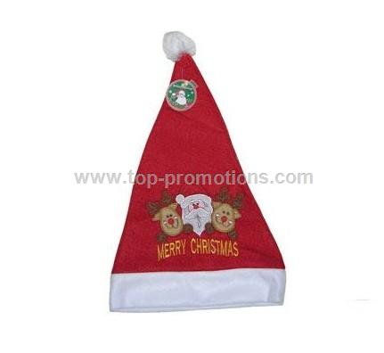 Embroidered Santa Hat with Lights - Adult Size