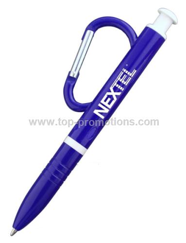 Budget Click Pen With Carabiner Clip 
