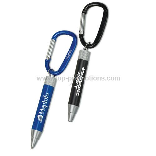 Metal Twist Pen With Carabiner