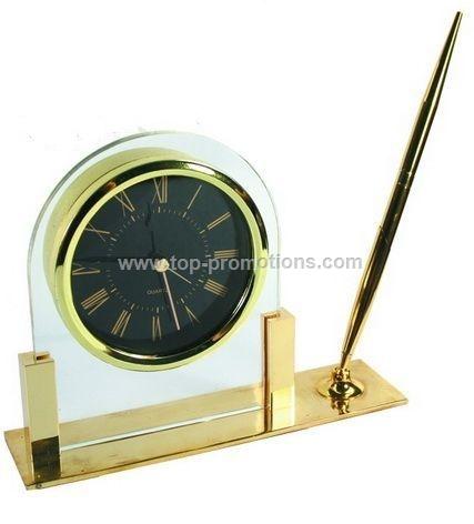clock with pen holder