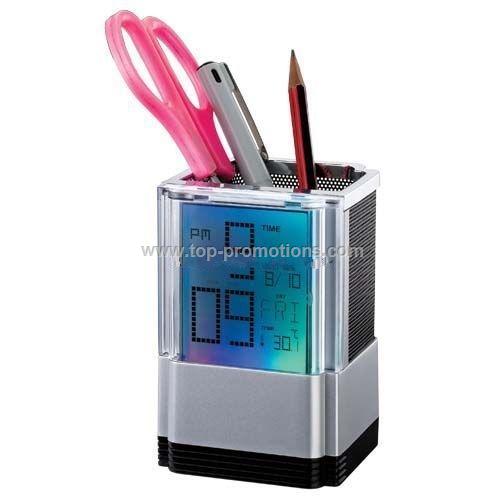 PEN HOLDER WITH CLOCK