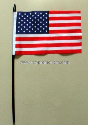 Hand held flag with pole
