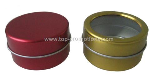 Small Round Tin Box with or without Clear Window