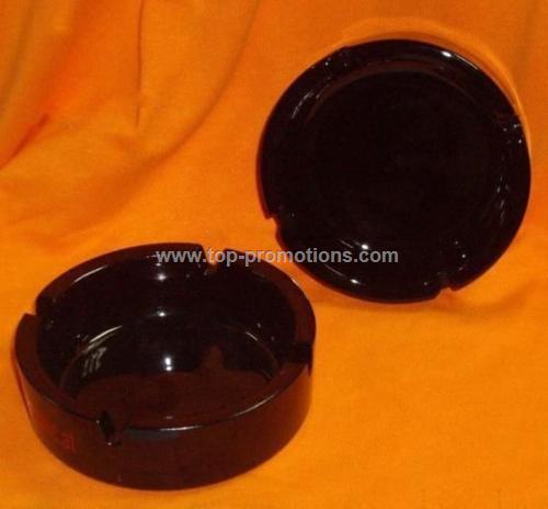 black glass ashtray