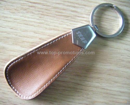 Leather shoehorn keychain