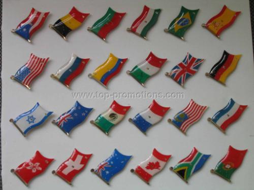 Flag flashing pin with various kinds of world nati