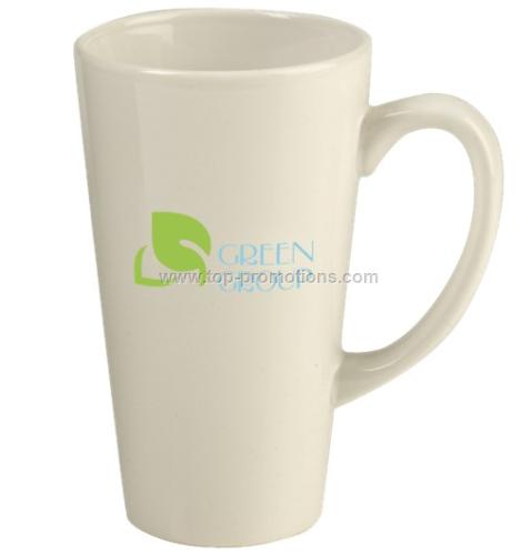 White tall funnel latte mugs