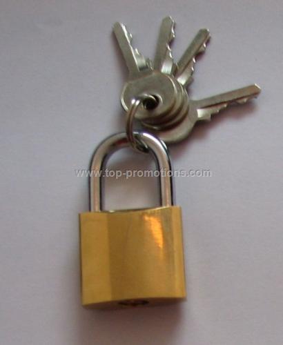 Brass padlock with key