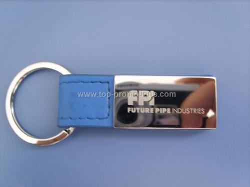 Rectangular Leather Metal keychain