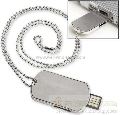 Army dog tag shape stainless stell usb flash drive