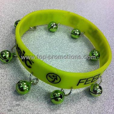 Silicone Wristbands with Small Bell Charms