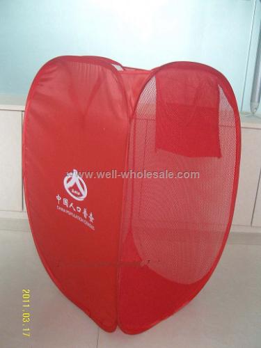 Red polyester folding laundry basket
