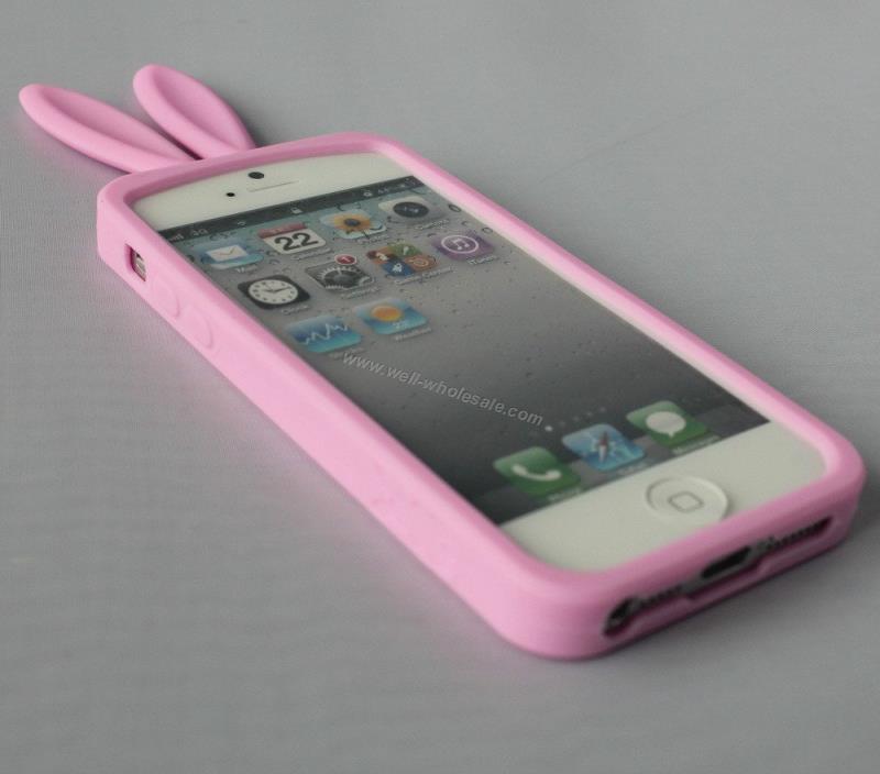 Silicone lovely rabbit case with tail for iphone 5