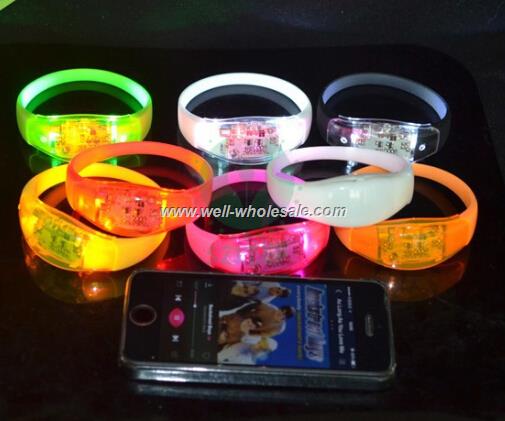 2015 Customised Logo Party Silicone Sound Activated Flashing LED Bracelet