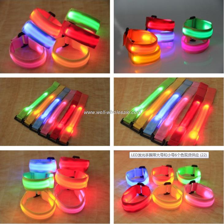 Multi Color LED Light Up Wrist Band Strap Arm Nylon Bracelet Disco Party