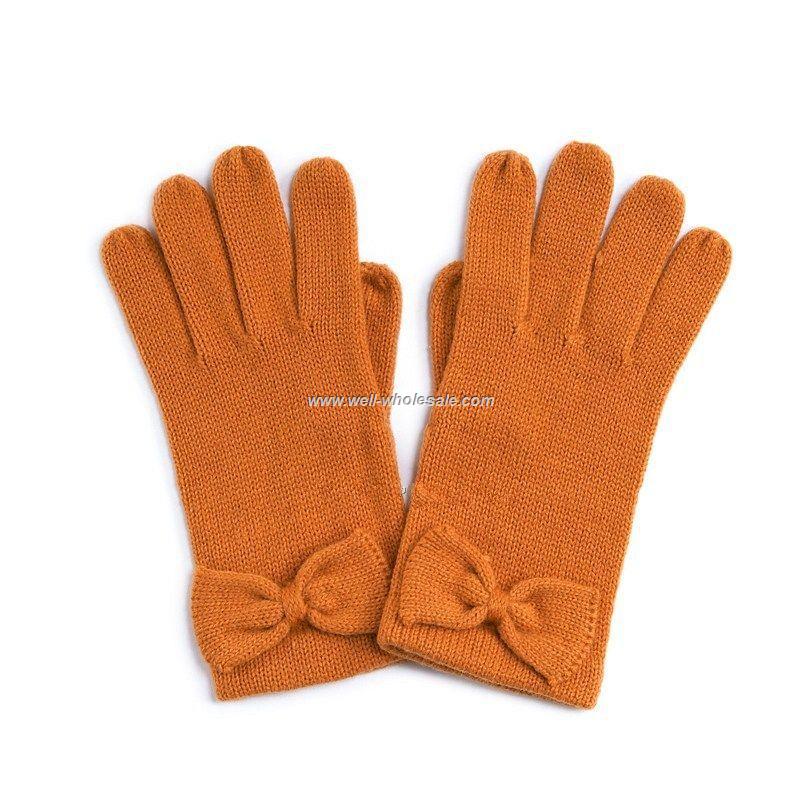 Warm bow decoration gloves