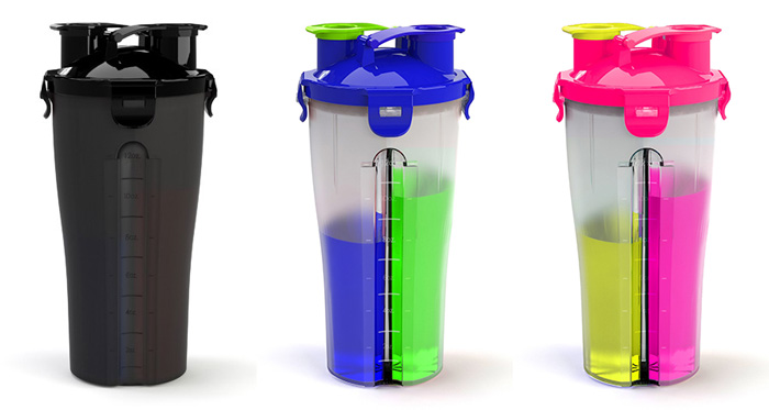 2015 best selling dual lid running shakers bottle double lid shaker blender bottle