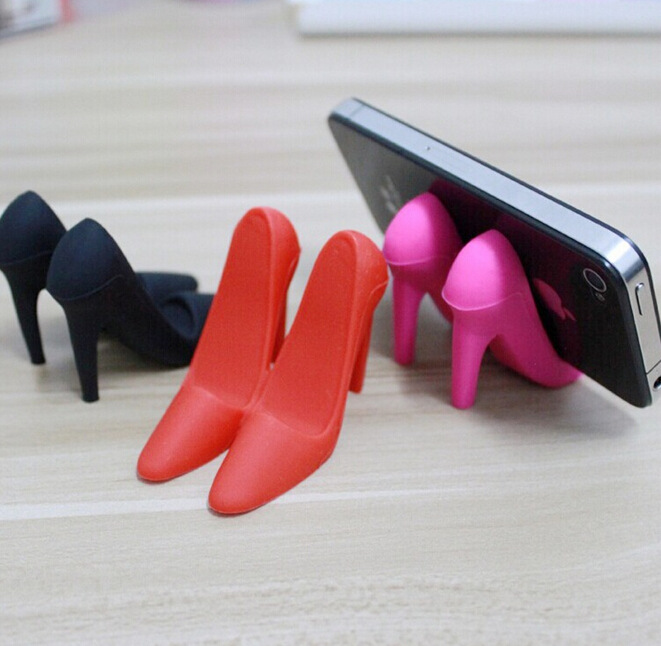 High-heel shoe cell phone holder, Silicone desktop mobile phone holder