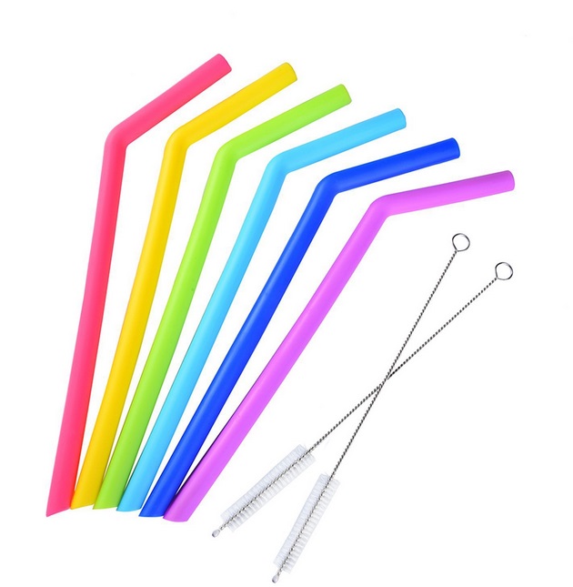 Reusable Smoothie Silicone Straws Extra long Flexible Straws