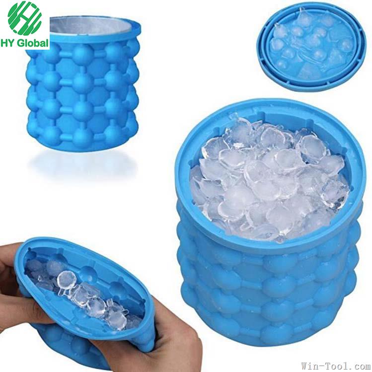 New Product Silicone ice bucket large size,Ice cube maker Genie,Silicone Space Saving Ice Cube Maker-Ice Bucket with Lid-Kitchen Tools