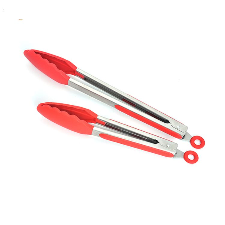 Stainless Steel Silicone Kitchen Food Tongs Set
