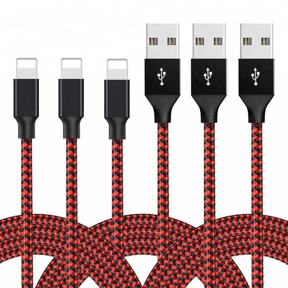 Nylon Braided Fast Charging 1m 2m 3m Aluminum Alloy Usb Charger Cable for iPhone