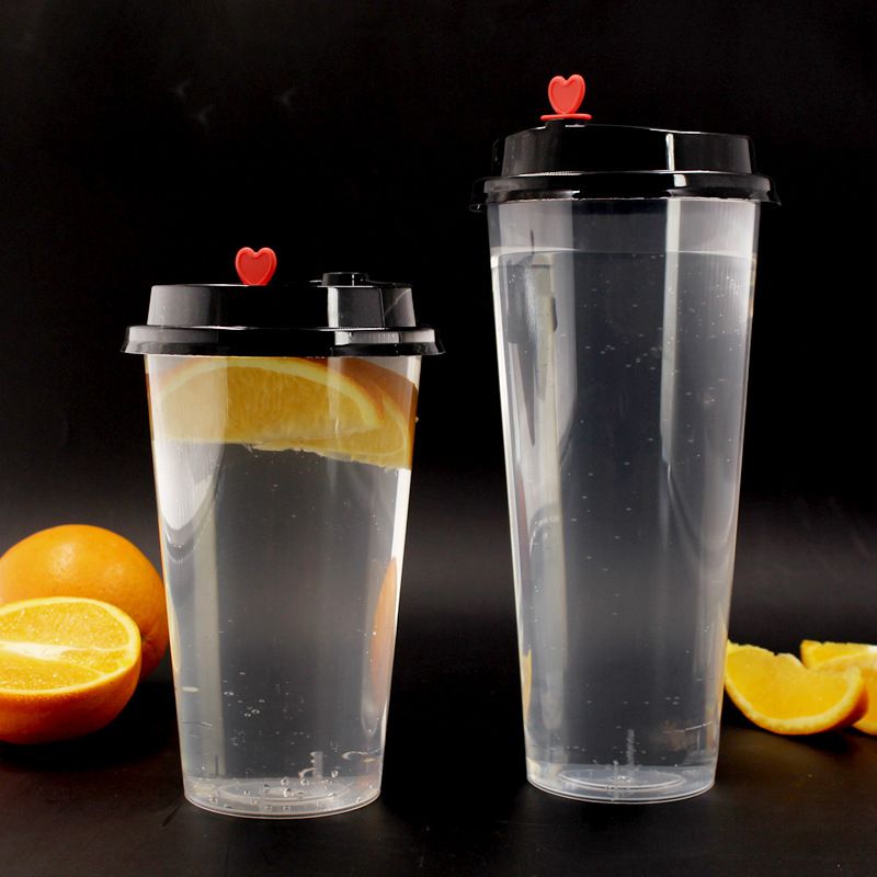 PP plastic cup with lid and red heart