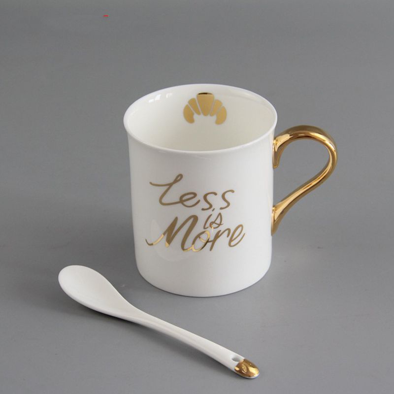Promotional custom logo ceramic coffee mug ceramic cups with spoon