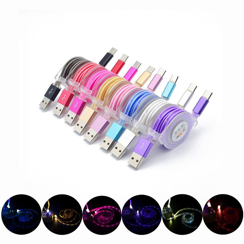LED Two heads bright Light Data Line Cable Colorful Light-emitting Data Line Led Luminous Tube USB Charging Cable For Android