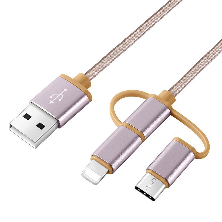 3 in 1 USB Cable Nylon Braided,All In One Charging Cord
