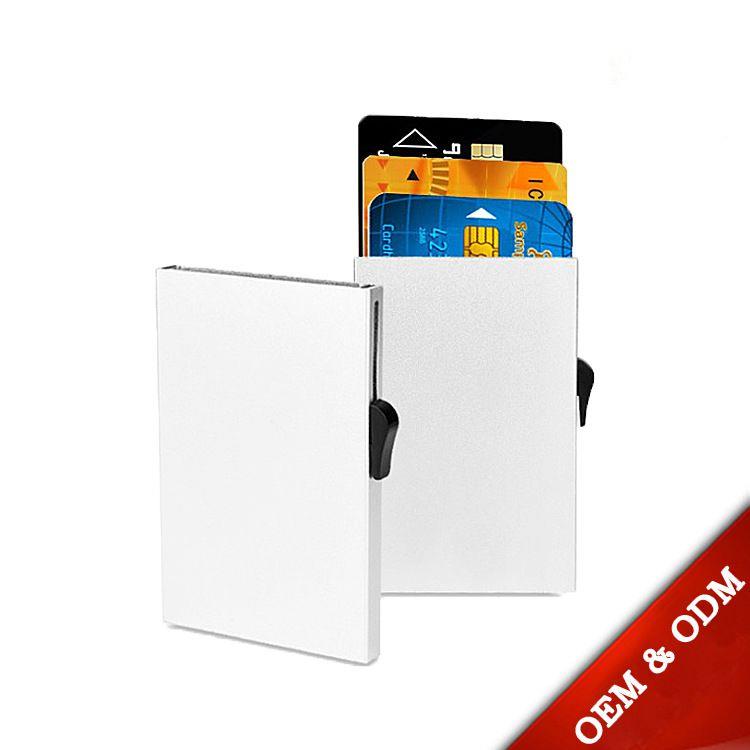 Credit Card Holder Automatic Pop-Up Sliding Aluminum Wallet. Slim Sleeve Protector Case