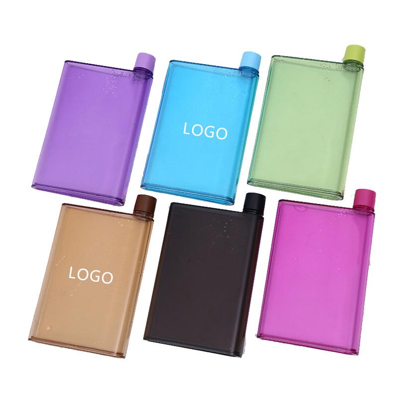 plastic flat notebook water bottle A4 A5 380ml/450ml easy to carry