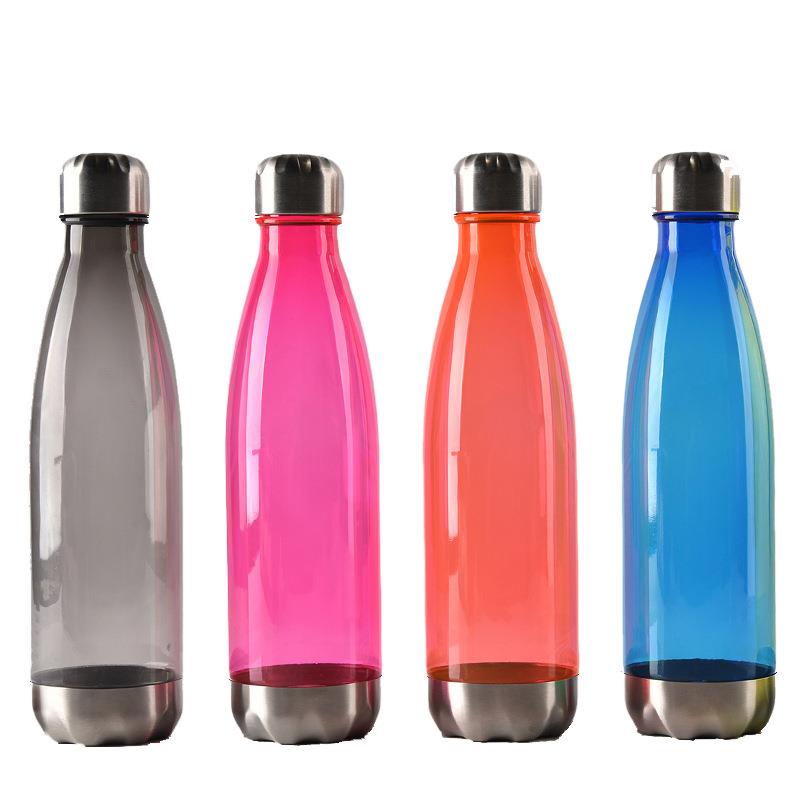 Portable sport coke water bottle with stainless steel cap