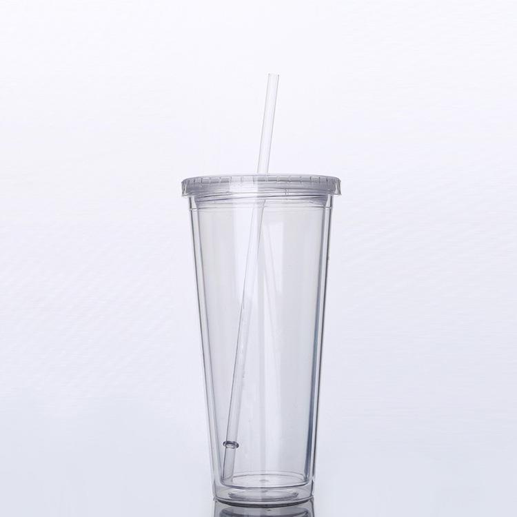 24oz Plastic double wall straw cup