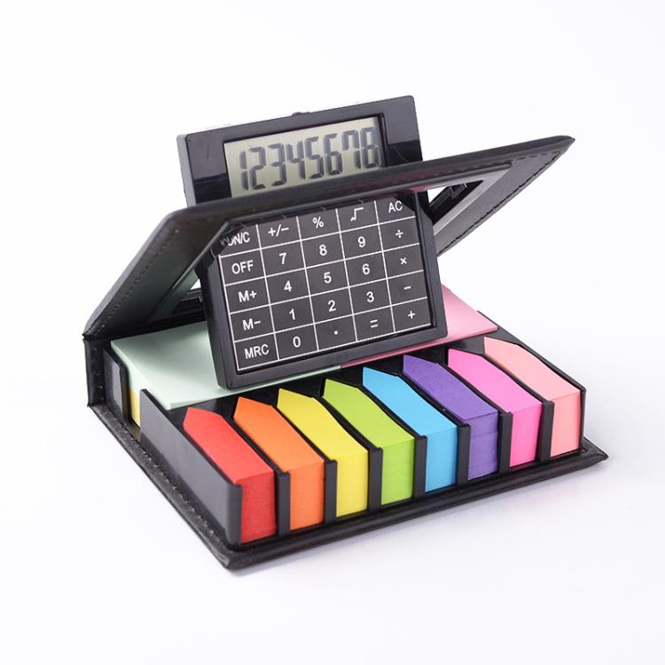 PU cover Memo sticky note pads with calculator