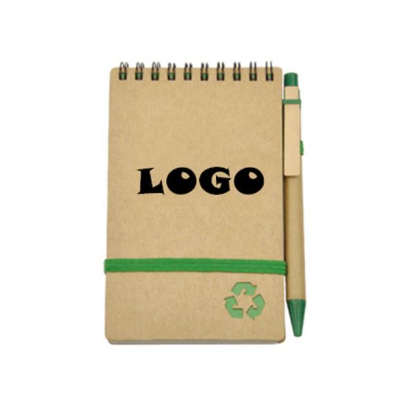 Novelty Eco Friendly Recycled Notebook , Mini Spiral Recycled Notebook With Ball Pen