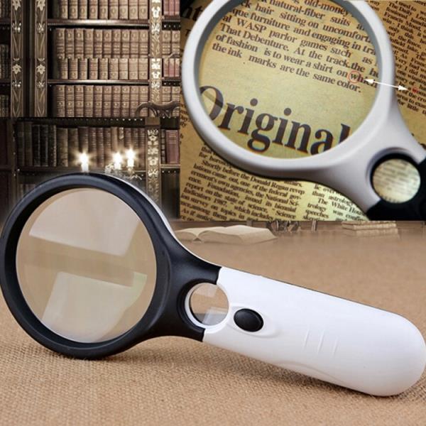 Mini Portable 3-45X Handheld Reading Visual Magnifier with 3 LED Light