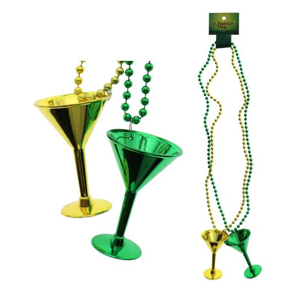 cheap price saint patrick's day led light necklace plastic shot glass necklace
